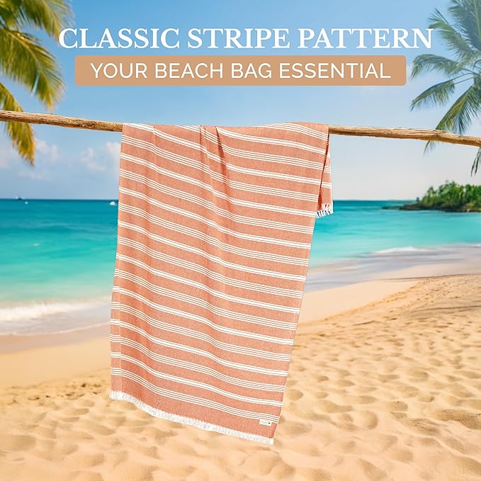 Casa Platino Beach Towel for Adults, Oversized and Lightweight Pool Towels, Pre-Washed, Quick Dry and Absorbent Fabric, Travel Comfort, or Daily Beach Adventures – 39"x71" Fired Brick