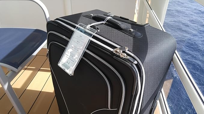 Premium Vinyl Cruise Ship Luggage Tag Holders with 9" Worm Loops by Specialist ID