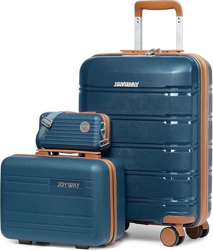 Joyway 20 Inch Carry On Luggage with TSA Lock, Durable Hardshell Suitcase for Travel, Unisex Checked Set for Men and Women Dark Blue