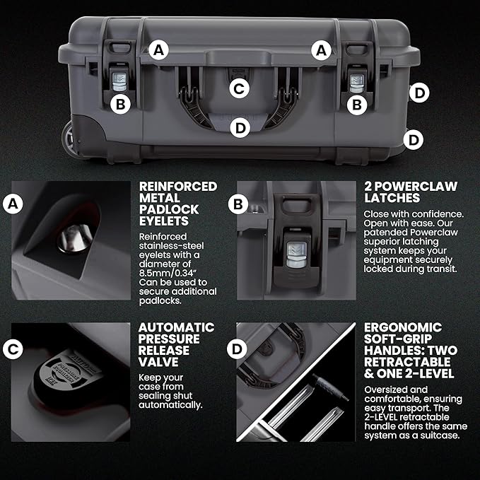 Nanuk 935 Pro Photo Kit – Waterproof Travel Camera Hard Case with Padded Dividers and Wheels, 22” x 14” x 9” - Dustproof and Impact Resistant, Airline Carry-On Approved – Graphite