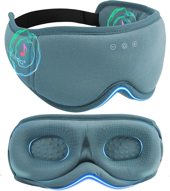 BambooCotton 3D Bluetooth Sleep Mask, LC-dolida 2025 New Sleep Headphones, Wireless Comfort, Sustainable Luxury for Better Sleep