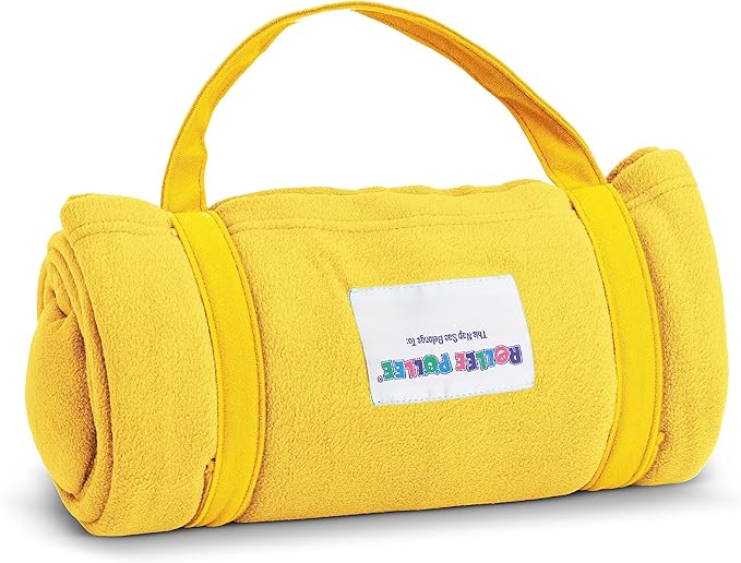 ROLLEE POLLEE Nap Sac Roll Up Napping Blanket with Attached Pillow for Preschool/Daycare, Super Soft with Elastic Straps, Fits Most Mats and Cots