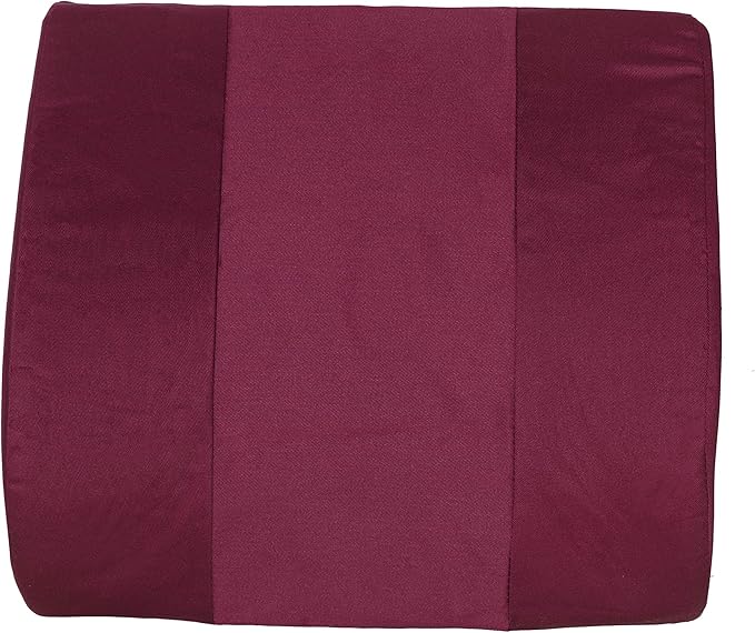Essential Medical Supply Molded Lumbar Cushion with Elastic Positioning Strap in Burgundy (Pack of 2)