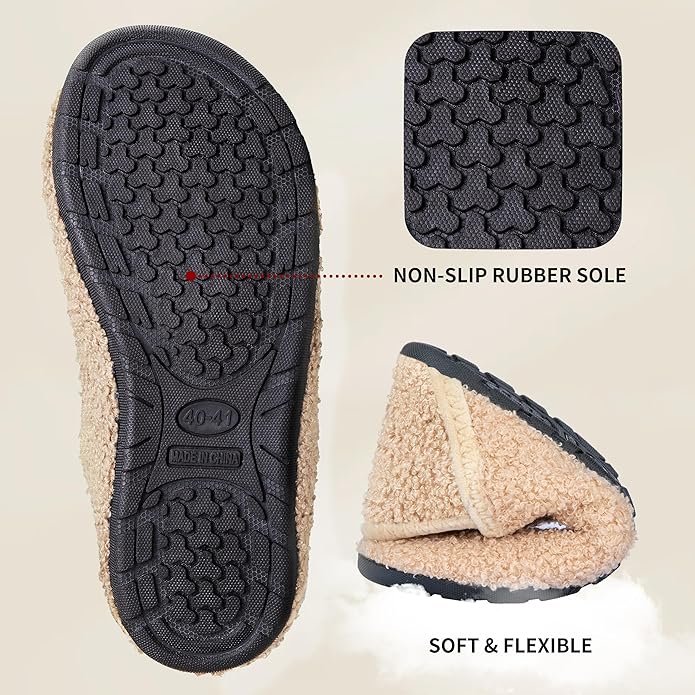Women's Men's Fuzzy Fur Slippers Casual House Shoes Non Slip Barefoot Slipper Socks Warm Closed Back Indoor Outdoor Shoes