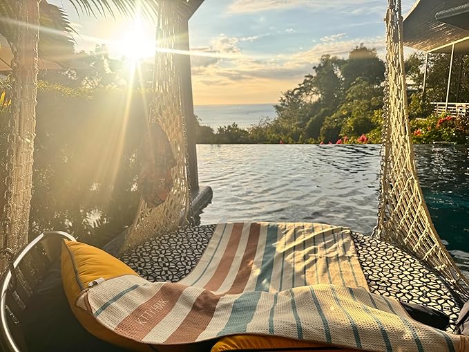 Premium Sand-Free Beach Towel, Hidden Zipper Pocket Spacious 6ft x 3ft, Quick-Dry, Packable, Cavas Tote Included! (Folly)