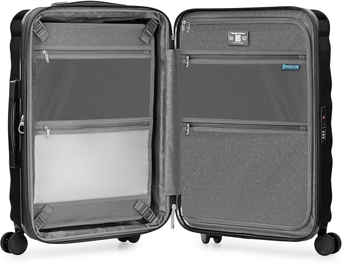 Traveler's Choice Edinburgh II Hardside Spinner Luggage, TSA Lock, Black, 25" Medium