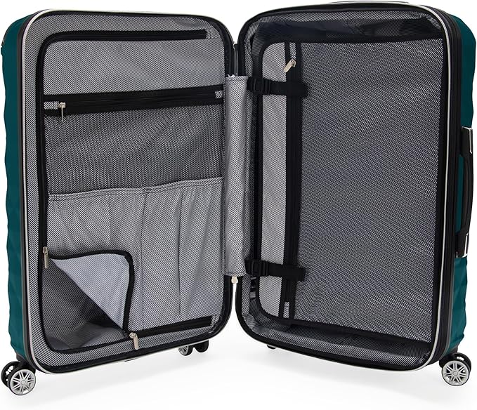 Kenneth Cole REACTION Diamond Tower Collection Lightweight Hardside Expandable 8-Wheel Spinner Travel Luggage, Deep Teal, 2-Piece Set (20" & 28")