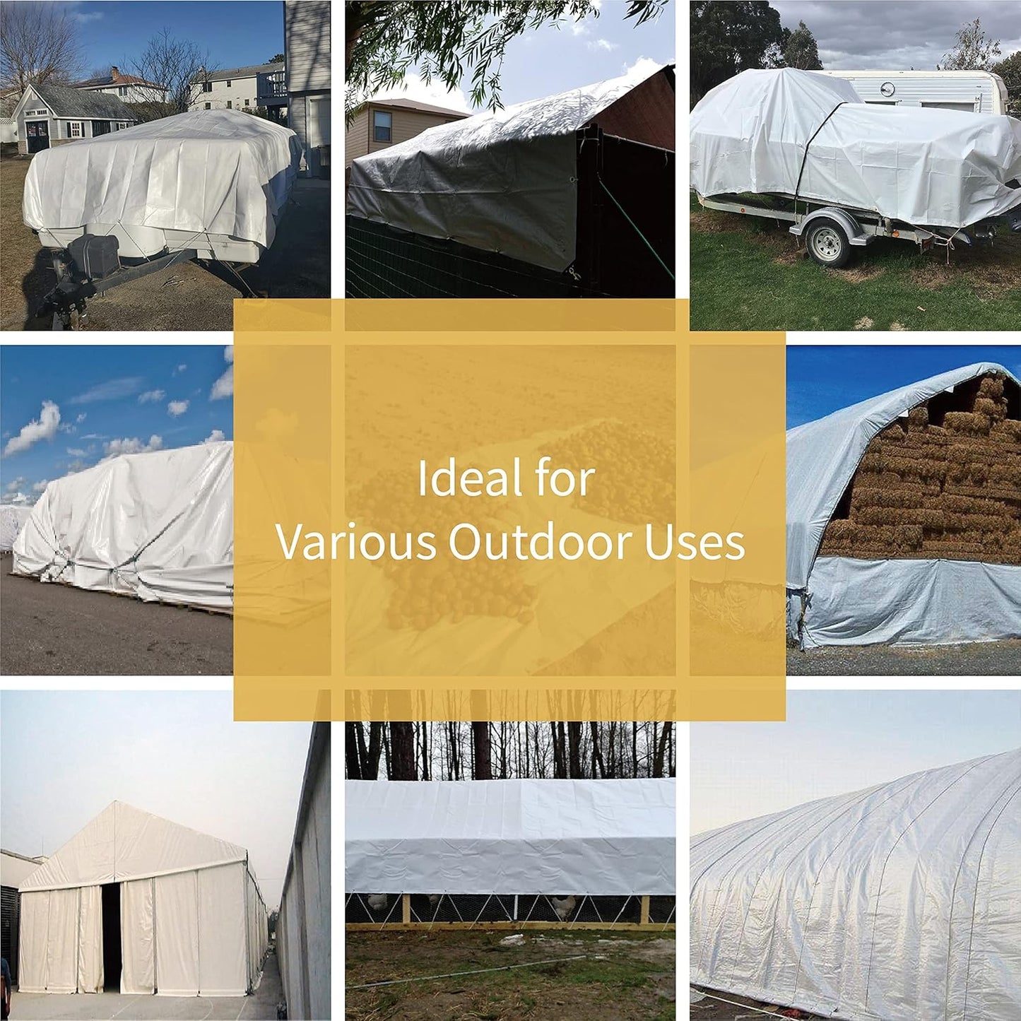 GUARD SHIELD Tarp White 8x8 Feet Multi Purpose Waterproof Poly Tarp Cover 5mil