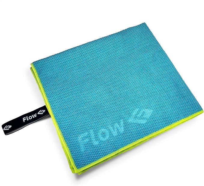 Flow Microfiber Quick Dry Swim Towel - Pool Towels for Competitive Swimming and Other Water Sports with Medium and Large Options Available (Blue, Large (60” x 30”))
