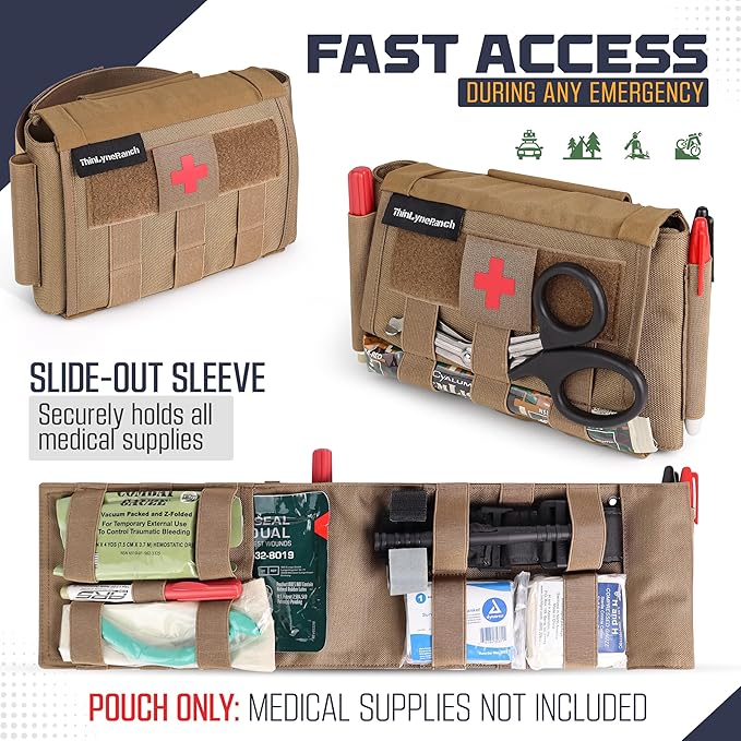 IFAK Pouch – MOLLE Medical Pouch for Tactical Use, Durable Trauma Supply Bag for Vehicle & Outdoor with Tourniquet Holder, Empty Bag, Compact & Easy Carry Design
