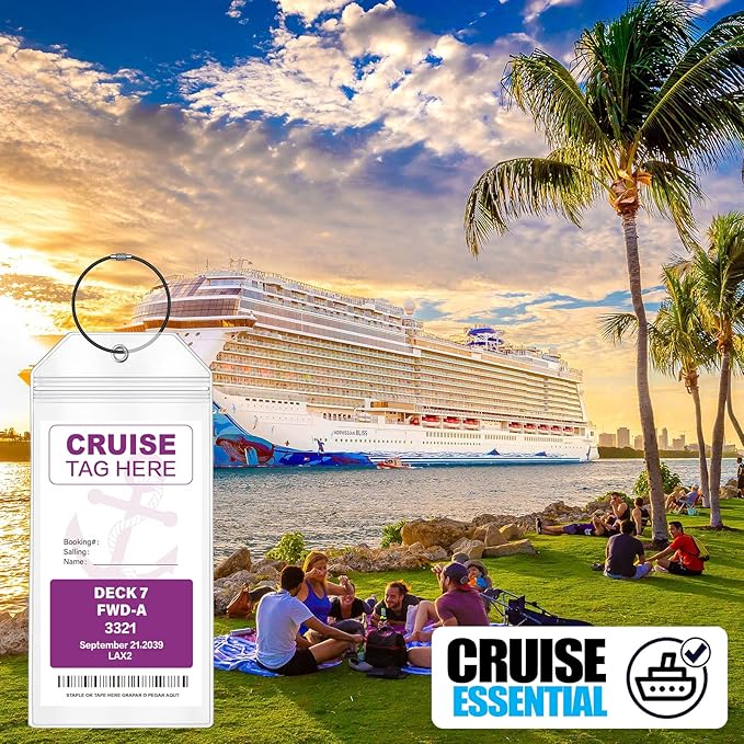 Cruise Luggage Tags for Carnival, MSC, Costa, NCL & Princess Cruise Ships, 6Pack Clear Tags Zip Seal Reusable Cruise Travel Essentials for 2026-2027
