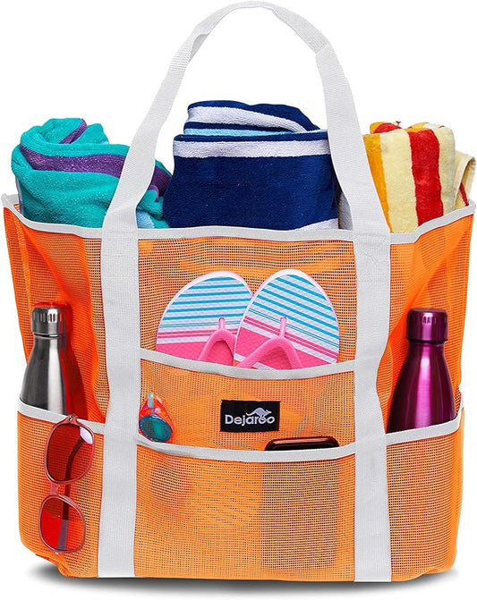 Dejaroo Mesh Sand Free Bag - Strong Lightweight Bag For Beach & Vacation Essentials. Tons of Storage!
