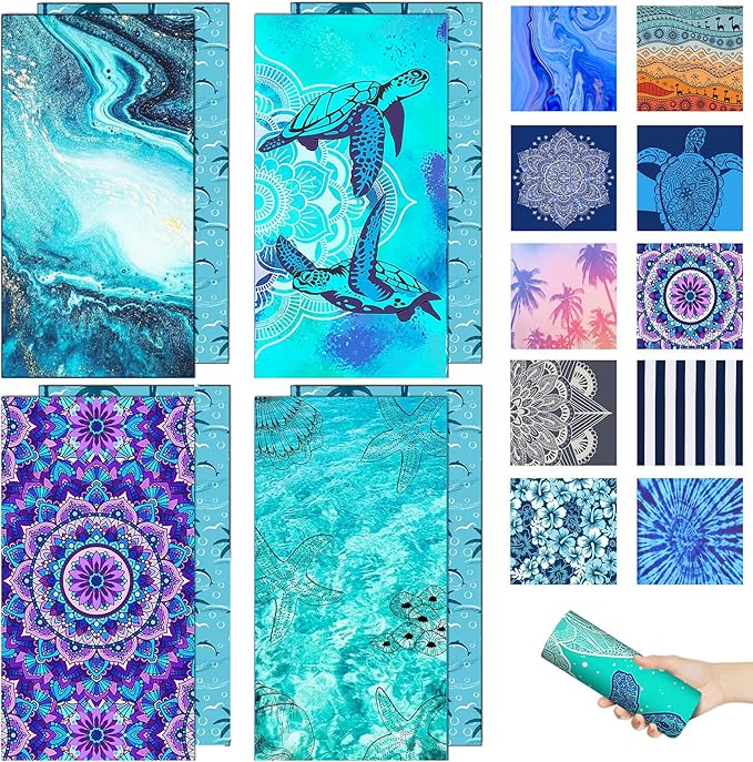 Margelife Sand Proof Microfiber Beach Towels Adult –Quick Fast Dry Beach Oversized for Swim Pool Yoga Travel Blanket Essentials Lightweight Accessories Must Haves Women Gifts Purper Green