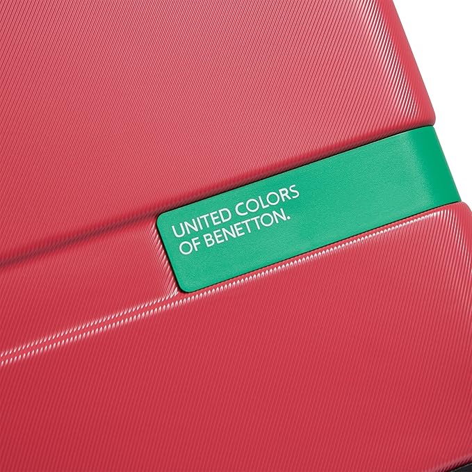 United Colors of Benetton Now! Hardside Luggage with Spinner Wheels, Red, Checked-Medium 23 Inch