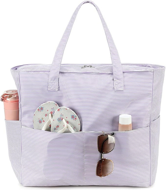 LEDAOU Large Beach Bag Women Waterproof Sandproof Zipper Beach Tote Pool Bag for Swim Gym Grocery Travel with Wet Pocket | Waterproof, Sandproof, Zipper, Pool, Gym, Grocery