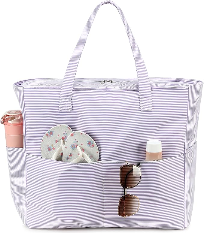 LEDAOU Large Beach Bag Women Waterproof Sandproof Zipper Beach Tote Pool Bag for Swim Gym Grocery Travel with Wet Pocket | Waterproof, Sandproof, Zipper, Pool, Gym, Grocery