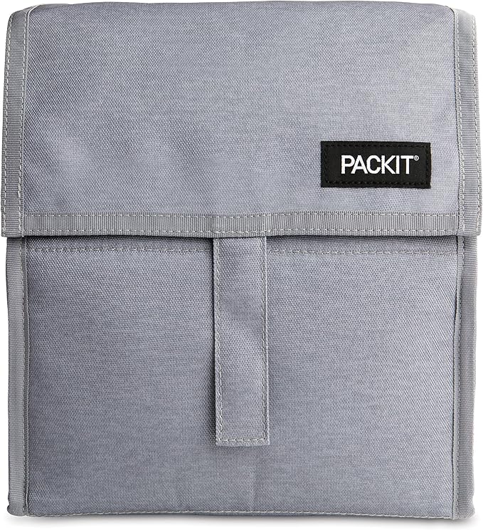 PackIt Freezable Lunch Bag, Gray Fog, Built with EcoFreeze Technology, Foldable, Reusable, Zip and Fold Closure with Buckle Handle, Designed for Work Lunches and Fresh Lunch On the Go