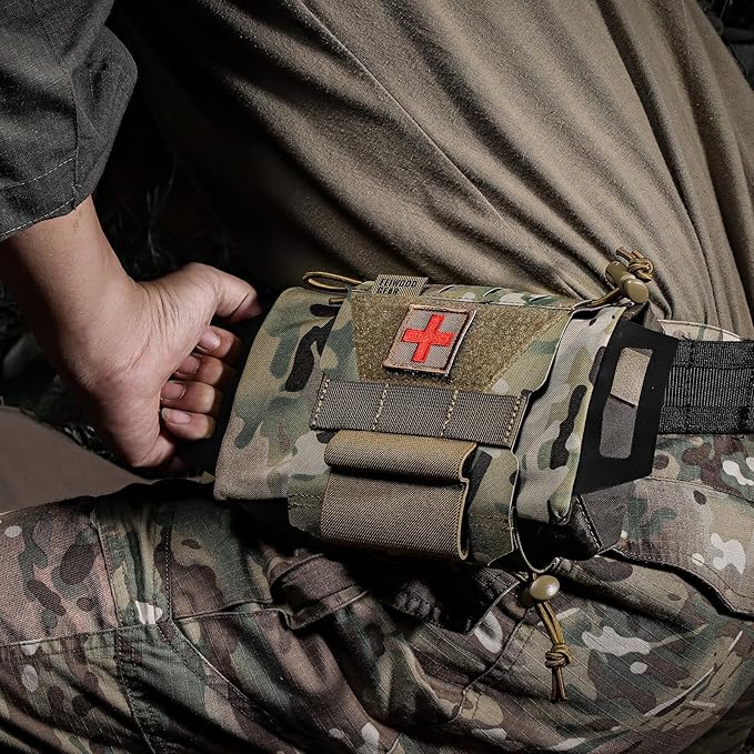 Tactical IFAK Pouch, Rapid Tear-Away First Aid Kit Two-Piece System Medical Pouches Emergency Survival Bag for Outdoor Travel Hiking
