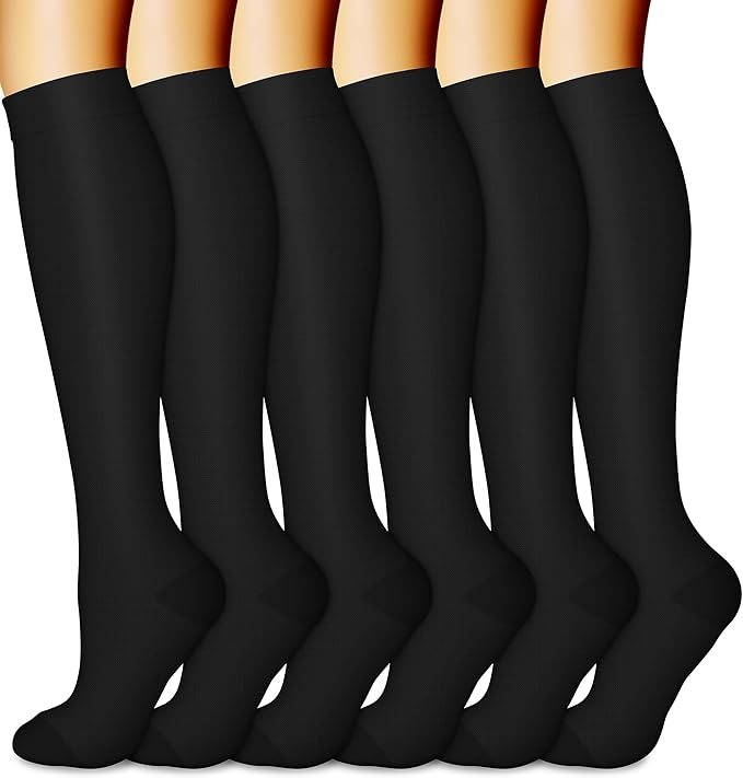 CHARMKING 6 Pairs-Compression Socks for Women & Men Circulation Best Support for Nurses, Running, Athletic,Flight Travel