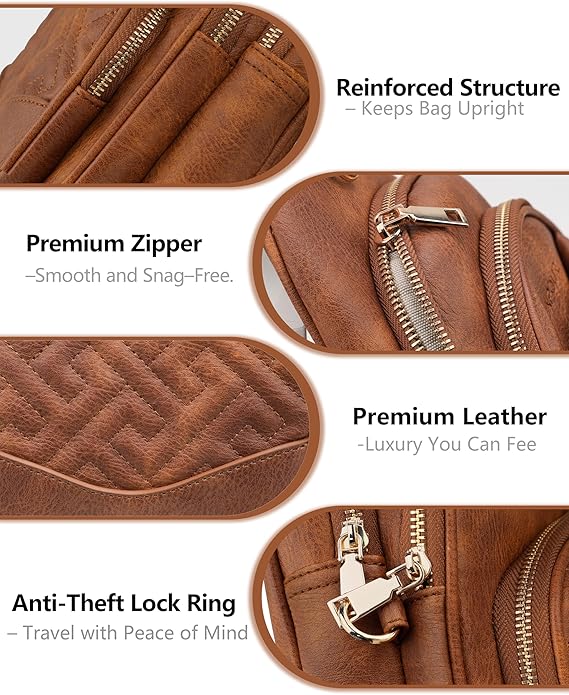 Anti Theft Crossbody Bags for Women, RFID Vegan Leather Sling Purse, Travel Chest Bag & Fanny Pack