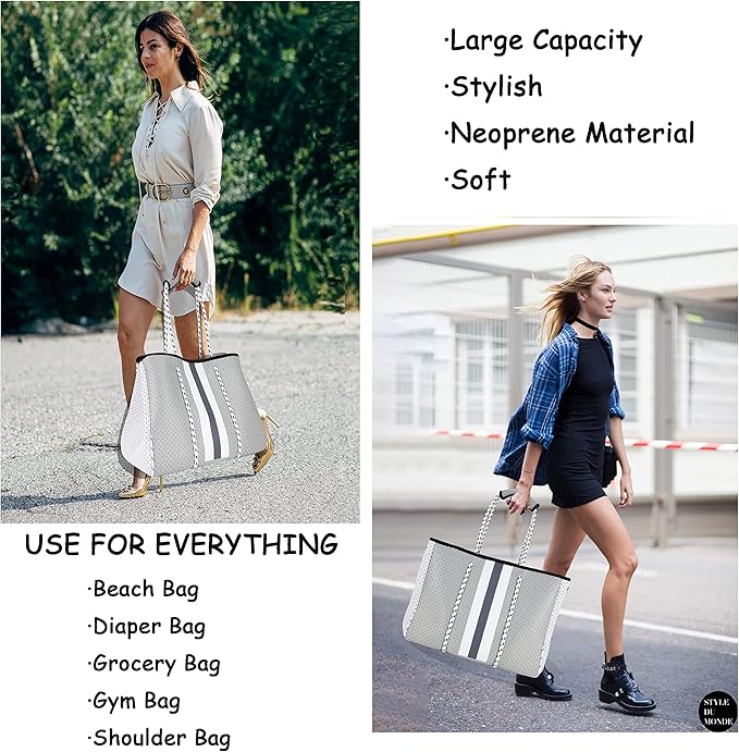 QOGiR Neoprene Multipurpose Beach Bag Tote with Inner Zipper Pocket … … … …