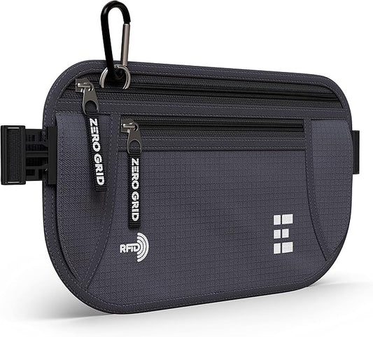 Money Belt for Secure Travel - RFID Blocking Slim Passport Holder - Hidden Waist Pouch for Cash, Credit Cards, Documents - Concealable Under Clothes, Water-Resistant Slim Fanny Pack for Men and Women