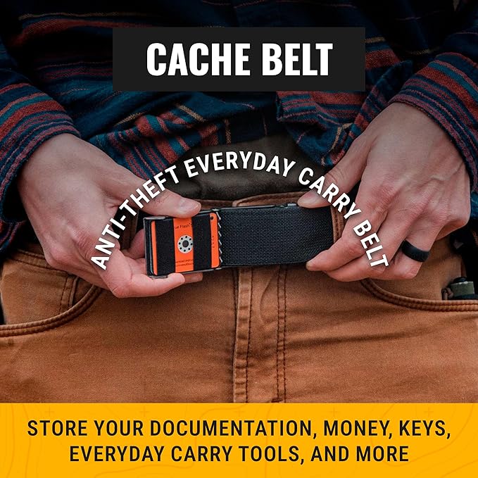 Wazoo Cache Belt for Men with Hidden Pocket, Adjustable Anti-Theft Travel Belt, Nylon with Stainless Steel Buckle