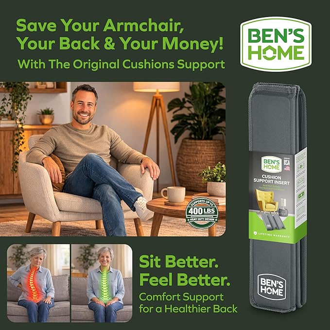 BEN'SHOME® Heavy Duty Chair Cushion Support Board for Sagging Armchairs | Fits 30"-32" Wide Recliner, 19.7" Deep | Protects Your Back from Sinking Seats | .5" Solid Wood, 400 LBS, Lifetime Replacement