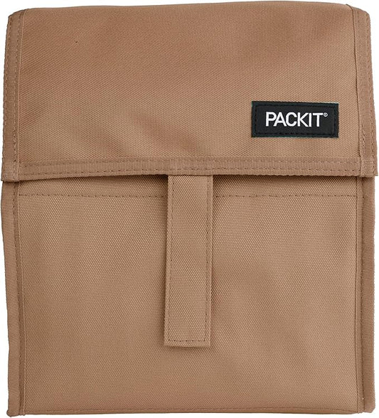 PackIt Freezable Lunch Bag, Almond, Built with EcoFreeze Technology, Foldable, Reusable, Zip and Fold Closure with Buckle Handle, Designed for Work Lunches and Fresh Lunch On the Go