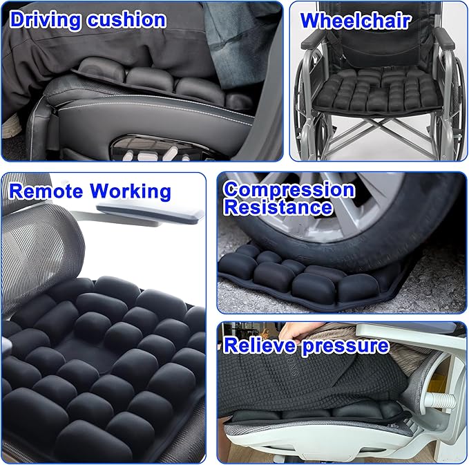 Travel Cushion,Patented Portable & Adjustable Airplane seat Cushion for Long Flights,Inflatable Cushion for Wheelchair, Travel,Driving