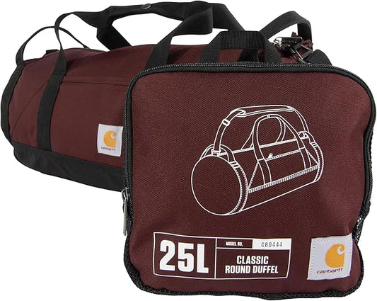 Carhartt Classic Round Duffel with Utility Pouch, Heavy-Duty, Water-Resistant Packable Gear Bag for Jobsite, Gym, and Travel