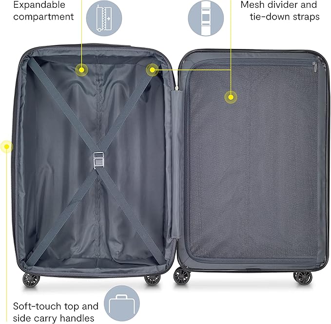 DELSEY PARIS Helium Aero Hardside Expandable Luggage with Spinner Wheels, Orion Blue, Carry-On Plus 21 Inch