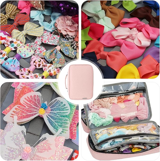 Micom Hair Accessories Storage Bag For Baby Girls, Hair Bow Organizer, Multifunctional Hair Accessories Storage Carrying Case for Display Hair Clips, Headbands, Scrunchies, Travelling Storage Bag