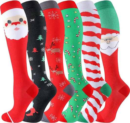 bropite Flora Compression Socks for Women & Men-Knee high 6 Pairs 20-30mmhg Support Running Nurse Travel