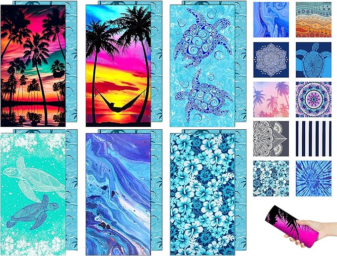 Margelife Sand Proof Microfiber Beach Towels Adult –Quick Fast Dry Beach Oversized for Swim Pool Yoga Travel Blanket Essentials Lightweight Accessories Must Haves Women Gifts Blue Coconut Tree
