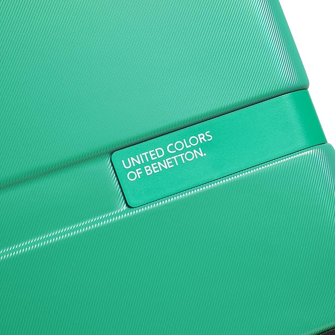 United Colors of Benetton Now! Hardside Luggage with Spinner Wheels, Green, Checked-Medium 23 Inch