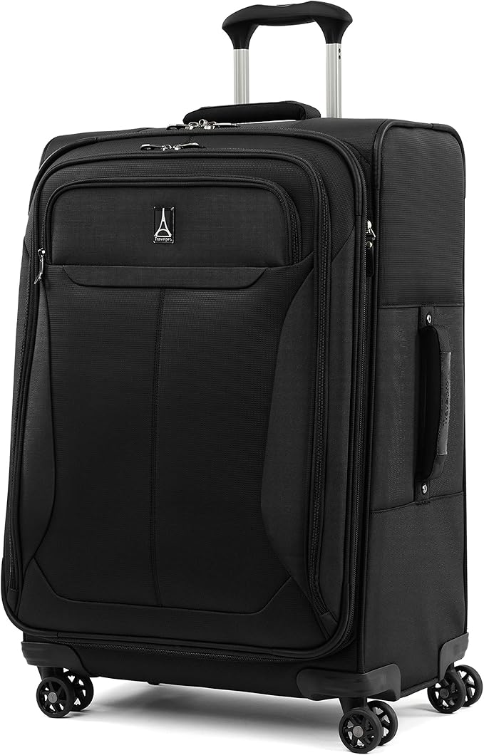 Travelpro Tourlite Softside 2-Piece Set, Expandable Luggage, 4 Spinner Wheels, Lightweight Suitcase, 21" Carry-On, 25" Checked Medium, Black