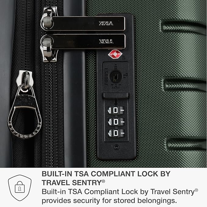 Traveler's Choice Archer Polycarbonate Expandable Luggage with Spinner Wheels, Green, Checked 26-Inch