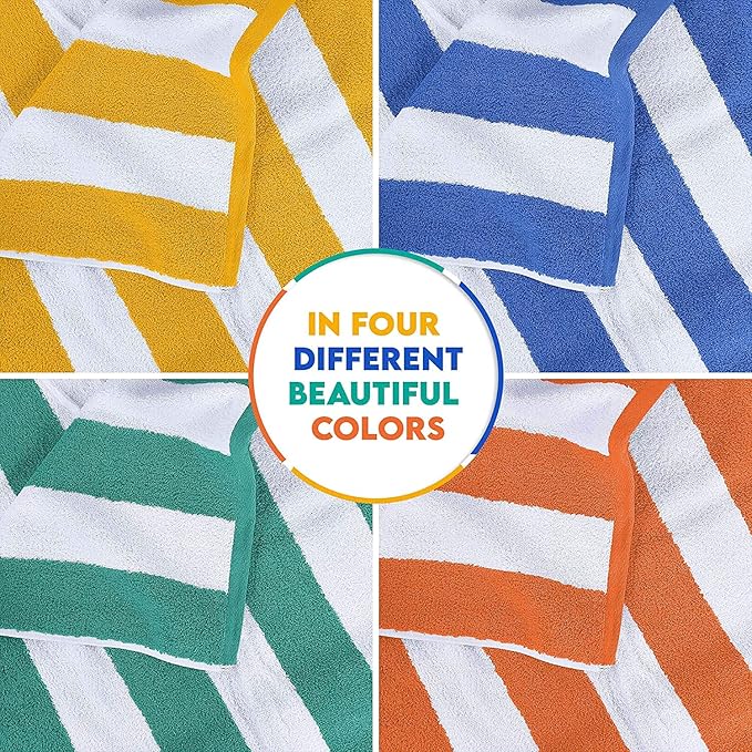 Utopia Towels 24 Pack Cabana Stripe Beach Towel, 30 by 60 Inches, Oversized 100% Ringspun Cotton Pool Towels, Highly Absorbent Bath Towels for Beach