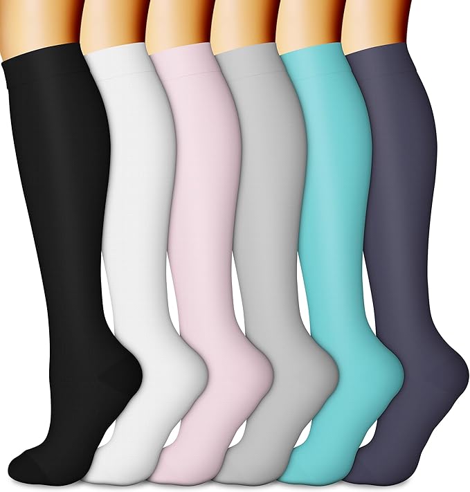 CHARMKING 6 Pairs-Compression Socks for Women & Men Circulation Best Support for Nurses, Running, Athletic,Flight Travel