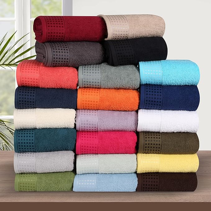 GLAMBURG 100% Cotton 2 Pack Oversized Bath Towel Set 28x55 Inches, Ultra Soft Highly Absorbant Compact Quickdry & Lightweight Large Bath Towels, Ideal for Gym Travel Camp Pool - Charcoal Grey
