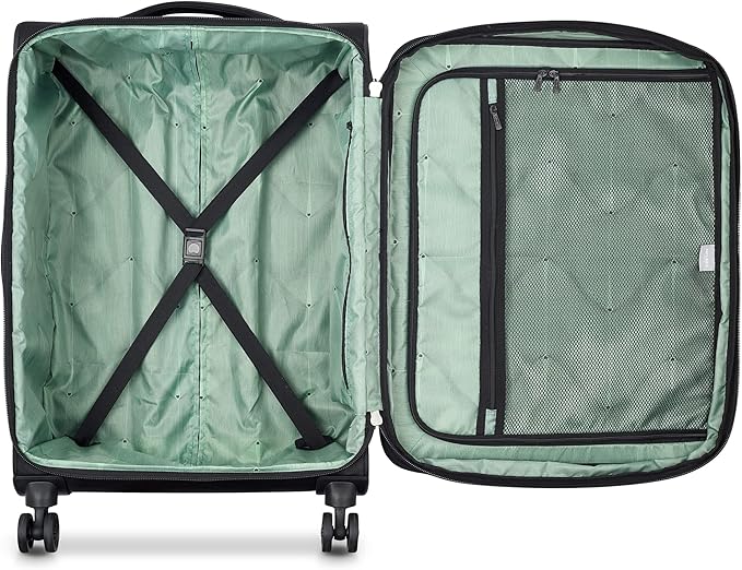 DELSEY PARIS Sky Max 2.0 Softside Expandable Luggage with Spinner Wheels, Black, Checked-Medium, 24 Inch