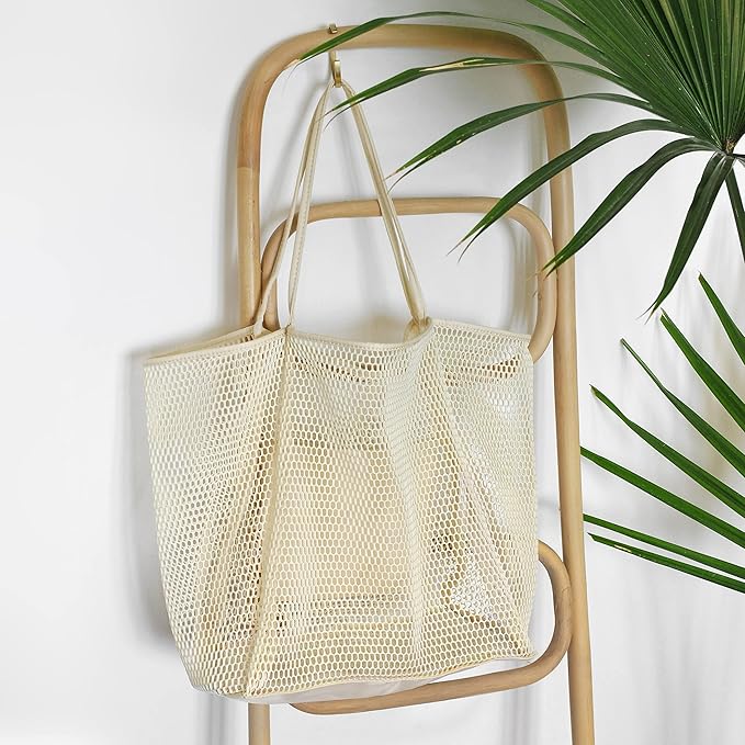 HOXIS Mesh Beach Tote Womens Shoulder Handbag