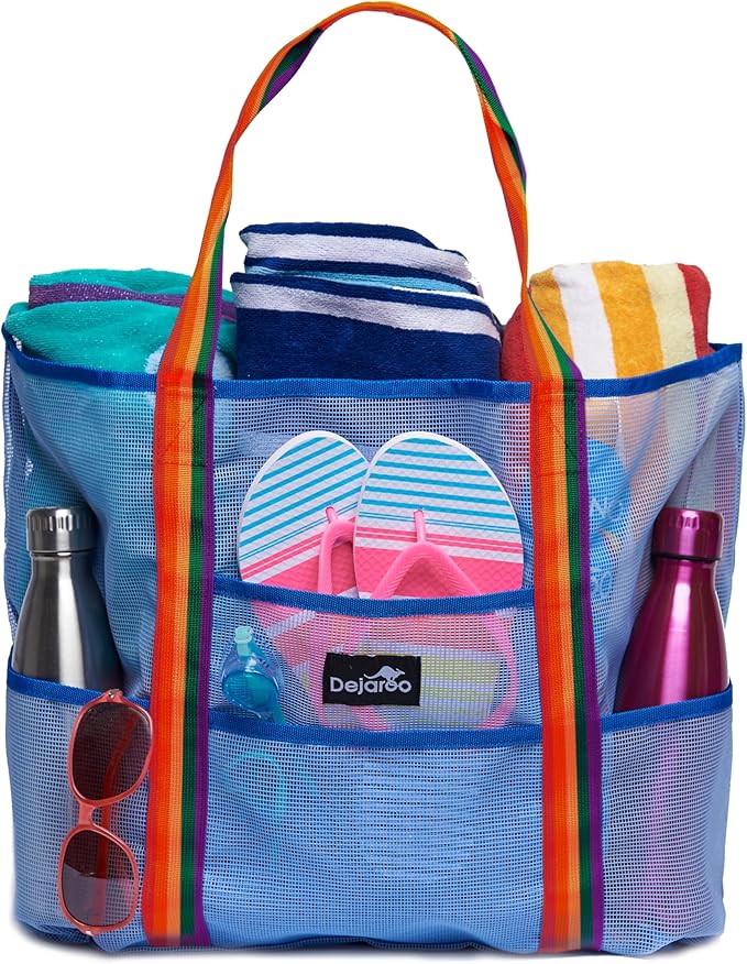 Dejaroo Mesh Sand Free Bag - Strong Lightweight Bag For Beach & Vacation Essentials. Tons of Storage!