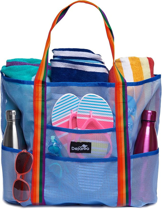 Dejaroo Mesh Sand Free Bag - Strong Lightweight Bag For Beach & Vacation Essentials. Tons of Storage!