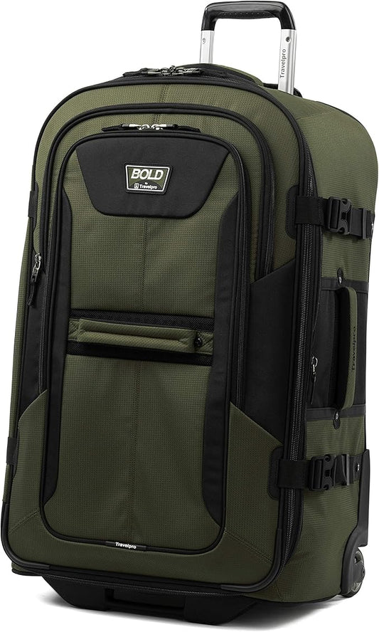 Travelpro Unisex-Adult Bold Softside Expandable Rollaboard Upright Luggage, Olive/Black, Checked-Large 28-Inch