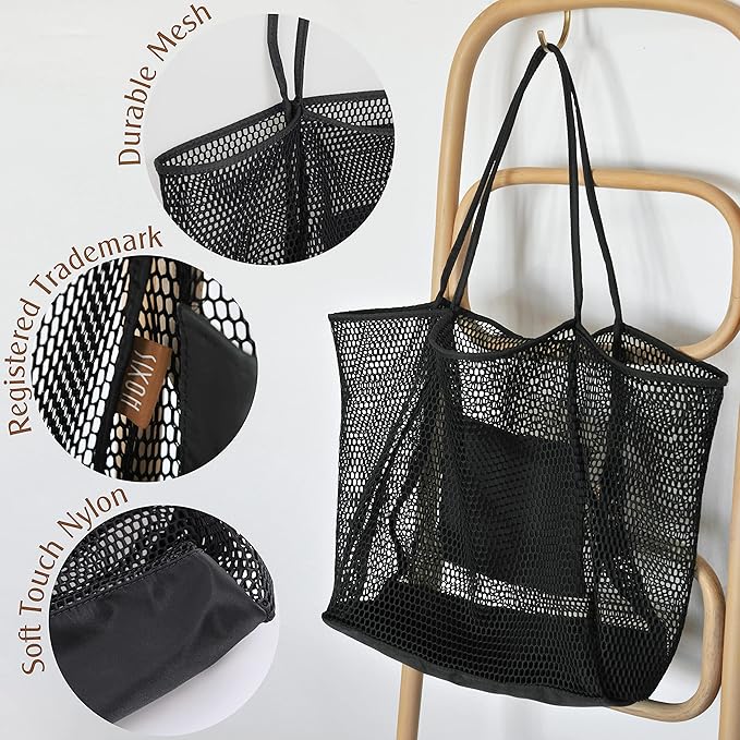 HOXIS Mesh Beach Tote Womens Shoulder Handbag