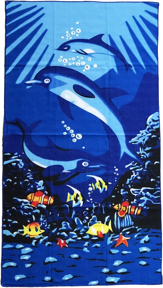 allgala Microfiber Beach Towel | Packable Beach Towel for Family | Quick Dry, Lightweight, Super Absorbent | Perfect for Beach, Pool, and Camping | Oversize 40"x70" - Dolphin