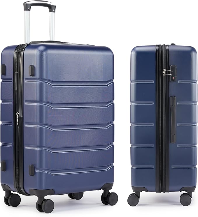 Simple Deluxe 20 Inch Expandable Hardside Carry On with Spinner Wheels & TSA Lock, ABS Hard Shell Lightweight Rolling Luggage Suitcase, Blue