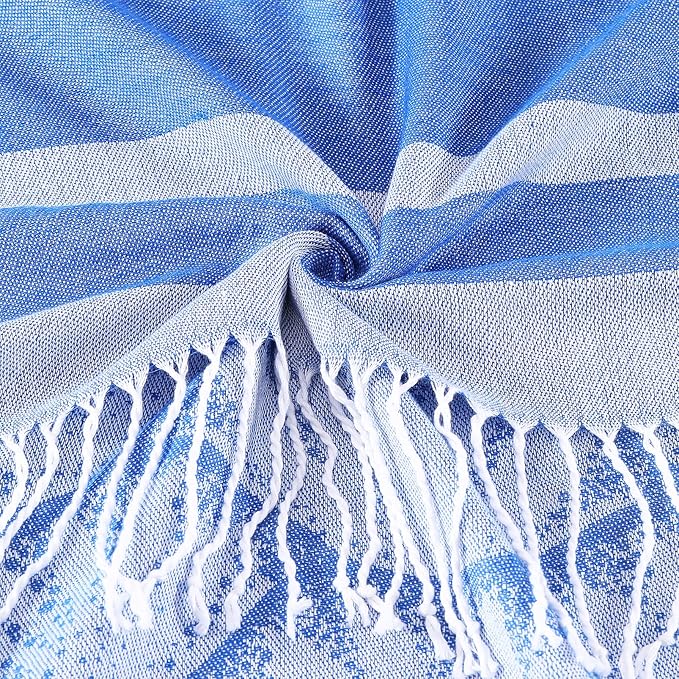Genovega Oversized Cotton Turkish Beach Towels 72"x36" Lightweight Quick Dry Sandless Pool Swim Towel Large No Sand Adult Travel Compact Blanket Essentials Cruise Accessories Must Haves Blue Turtle
